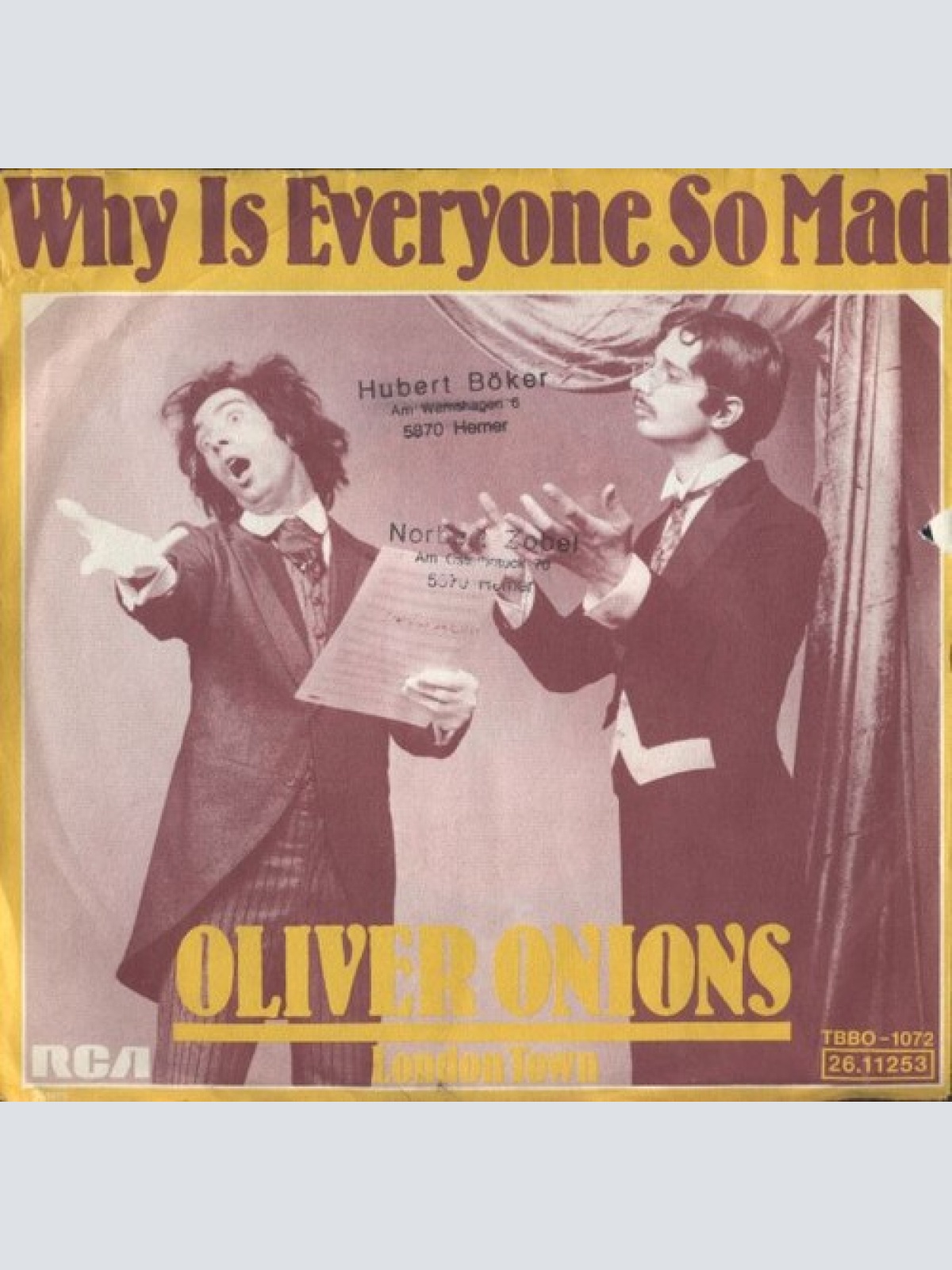 7", Single Oliver Onions - Why Is Everyone So Mad