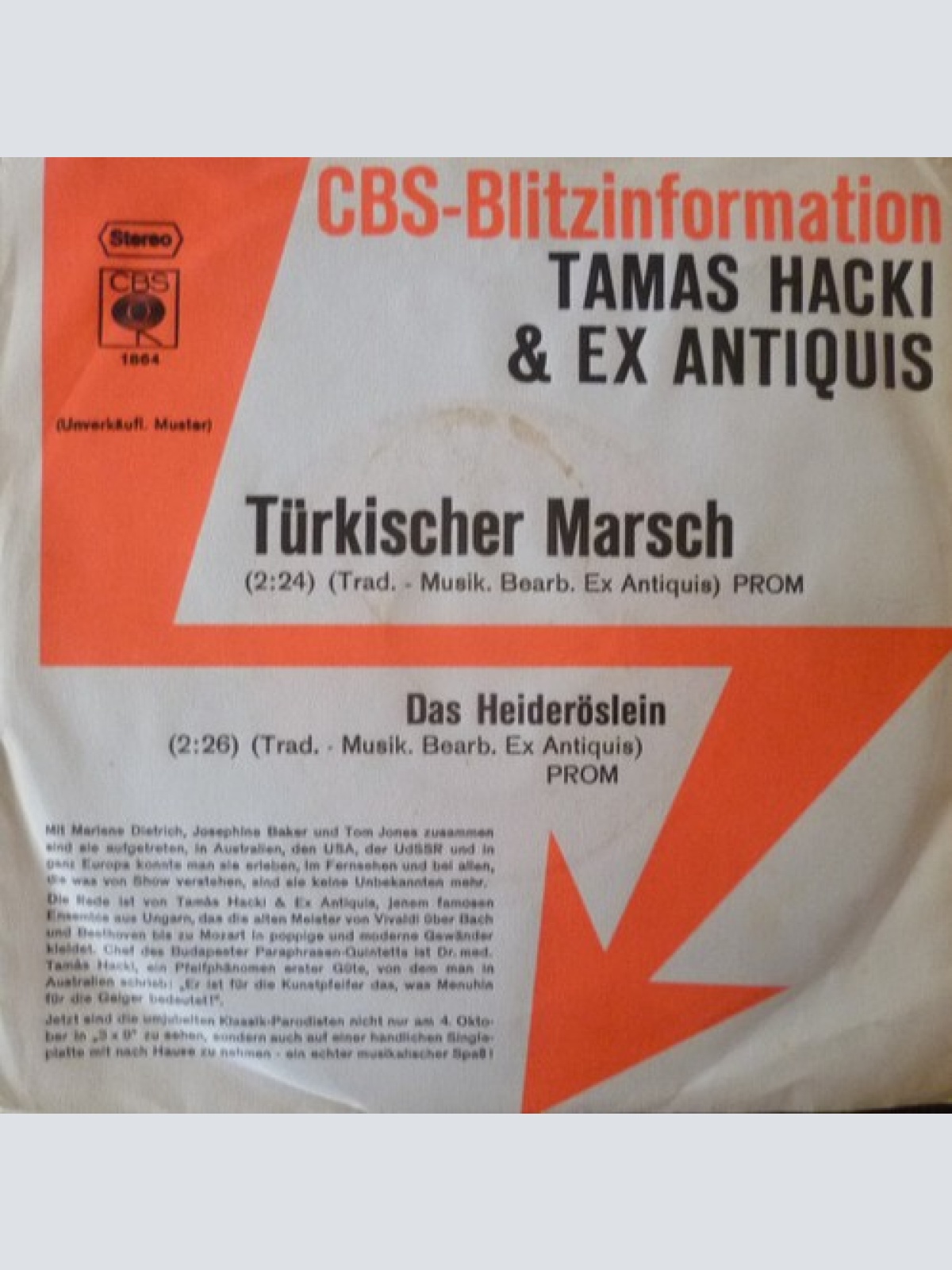 7", Single, Promo Tamas Hacki* & Ex Antiquis* - Türkischer Marsch