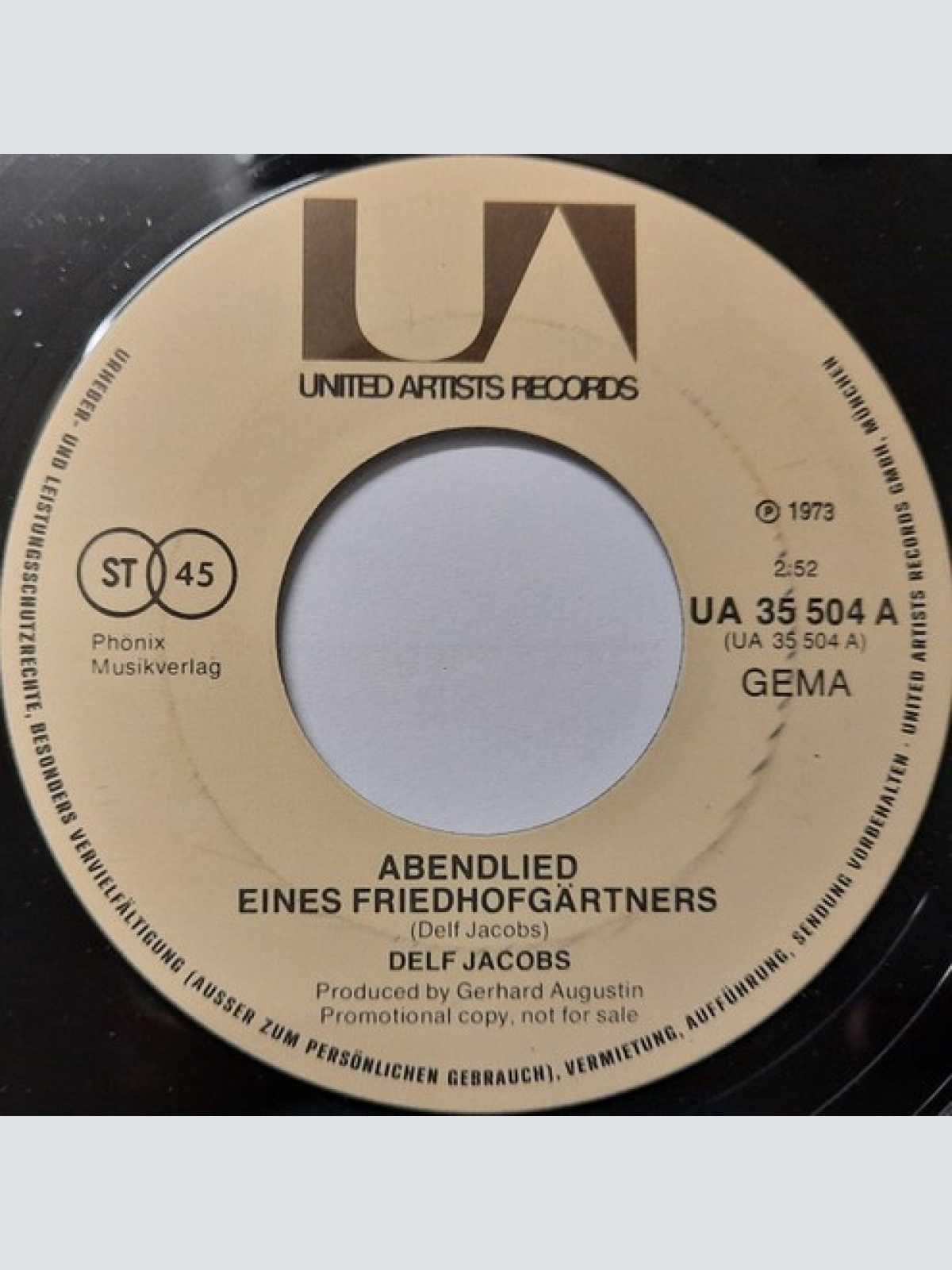 7", Promo Delf Jacobs - Abendlied Eines Friedhofgärtners