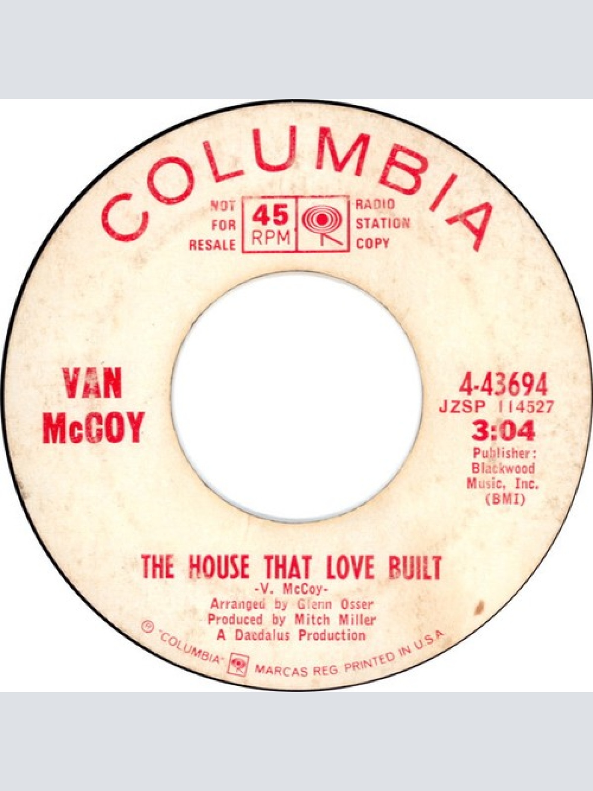 7", Single, Promo Van McCoy - The House That Love Built / I Will Wait For You