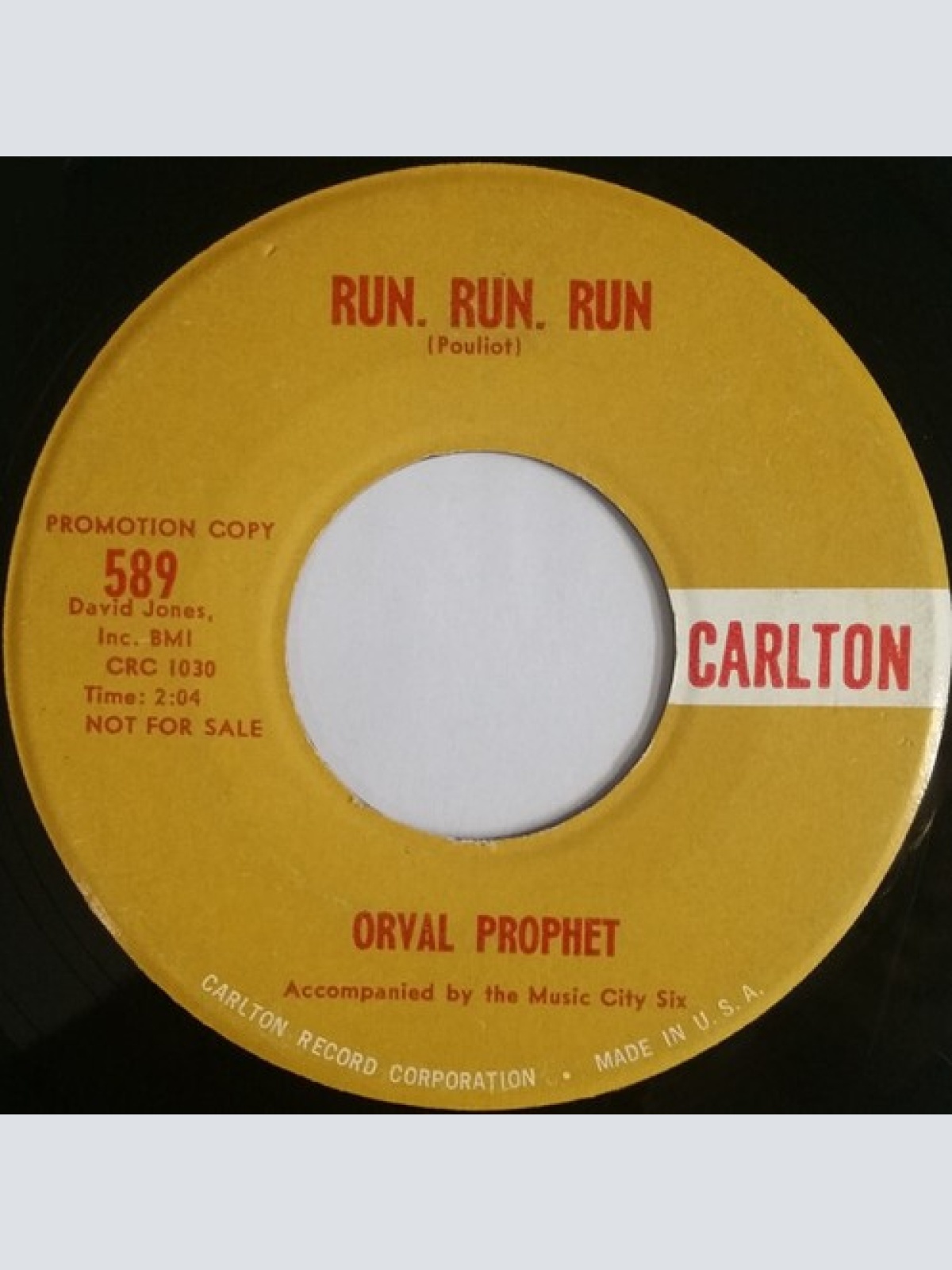 7", Single, Promo Orval Prophet - Run, Run, Run