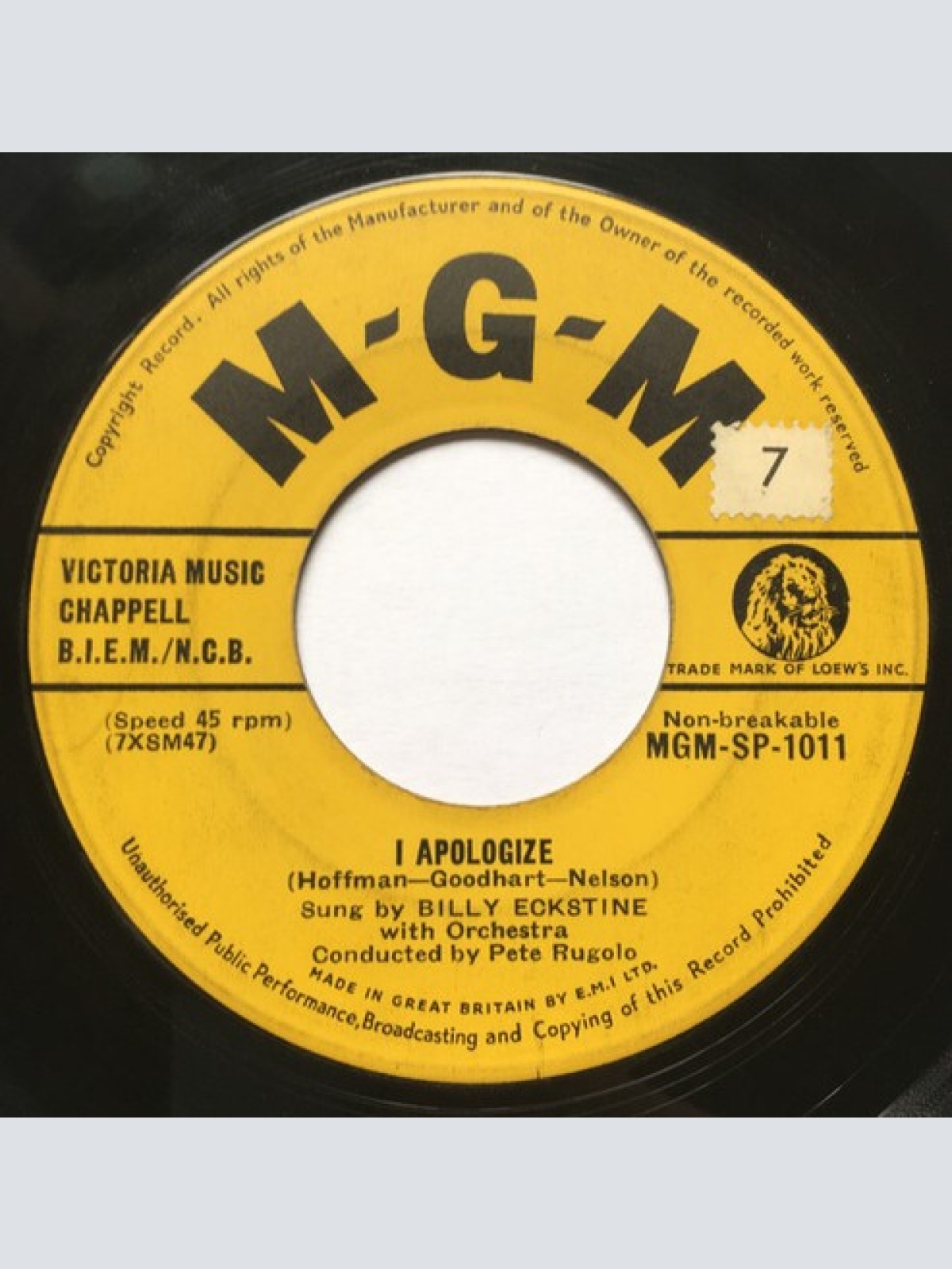 7" Billy Eckstine - I Apologize