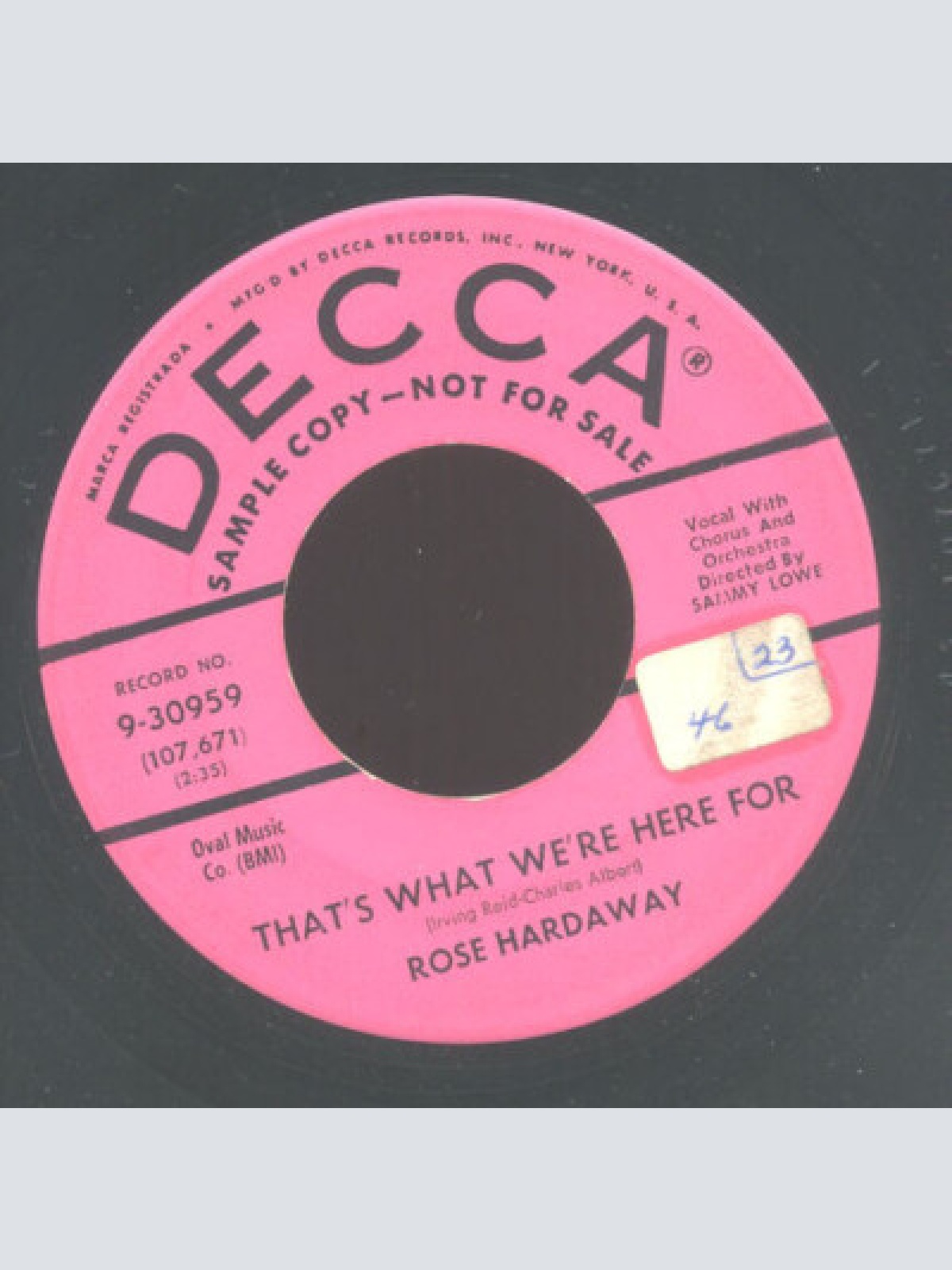 7", Single, Promo Rose Hardaway - That's What We're Here For / What You Don't...