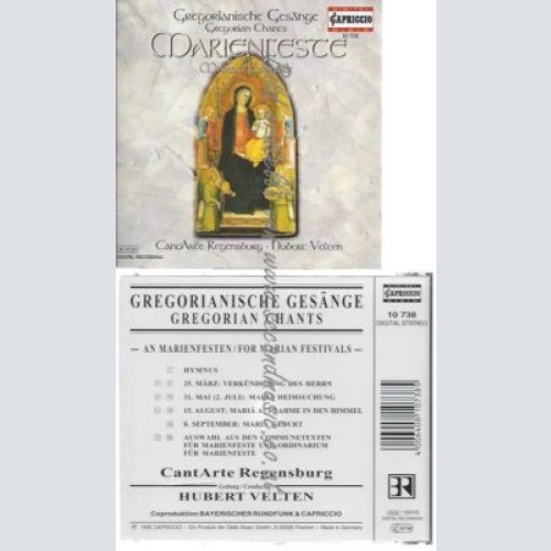 CD--HUBERT VELTEN--    GREGORIAN CHANTS FOR MARIAN FESTIVALS