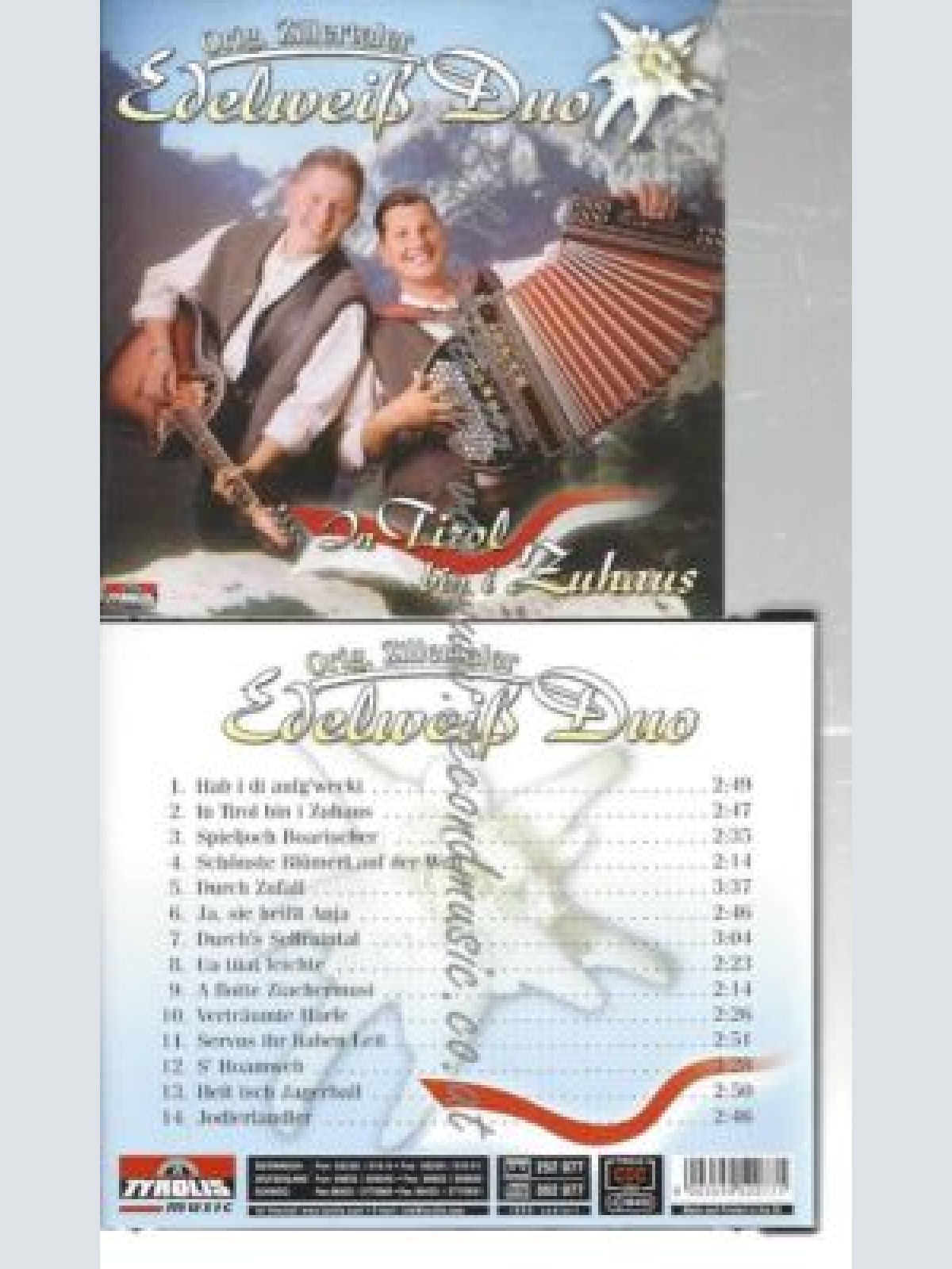 CD--ZILLERTALER EDELWEIß DUO,ORIG.--    IN TIROL BIN I ZUHAUS