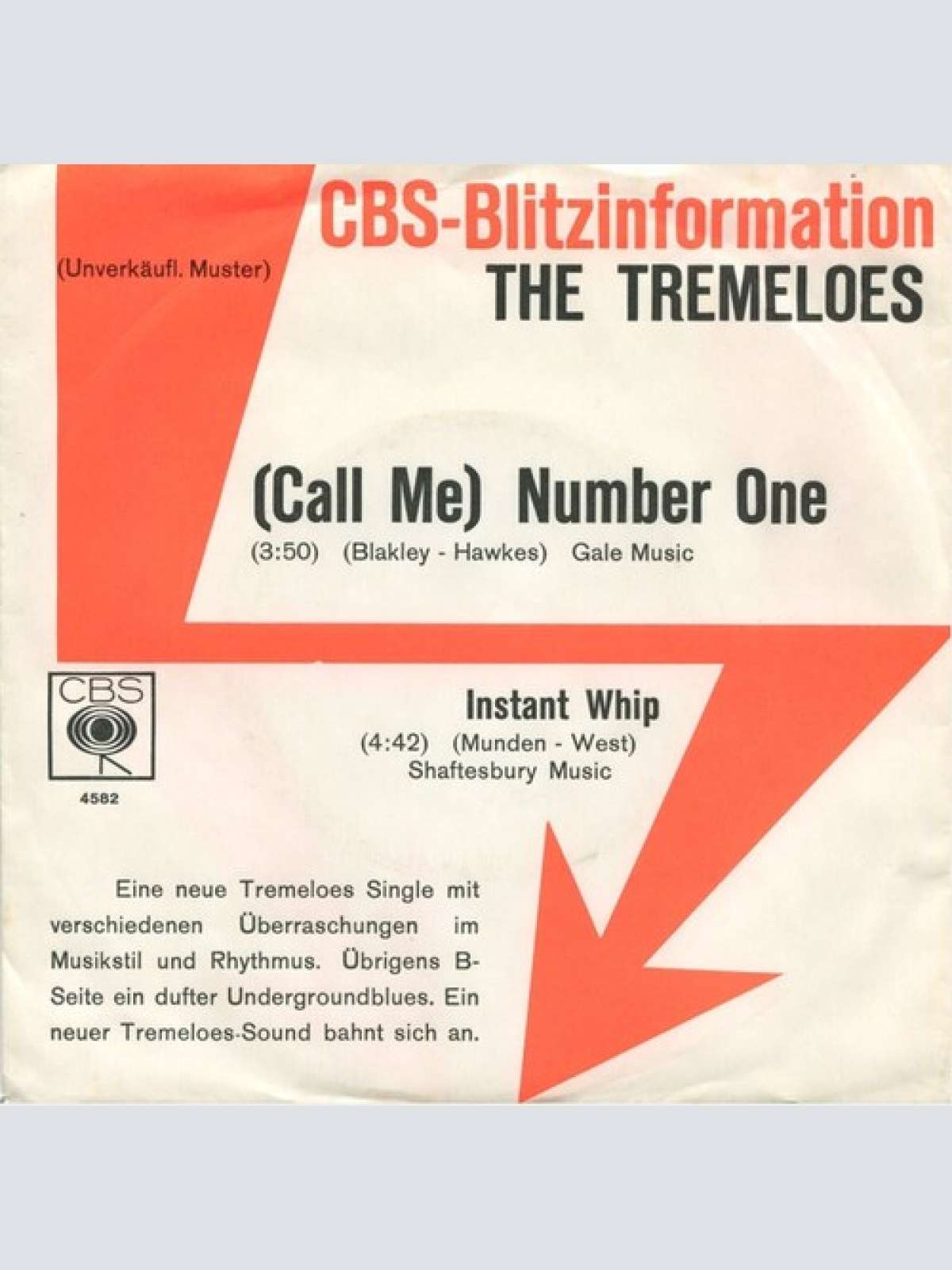 7", Single, Promo The Tremeloes - (Call Me) Number One