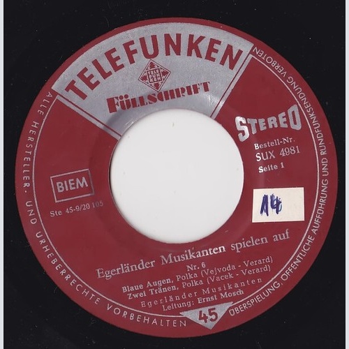 7", EP Ernst Mosch Und Seine Original Egerländer Musikanten - Egerländer Musi...