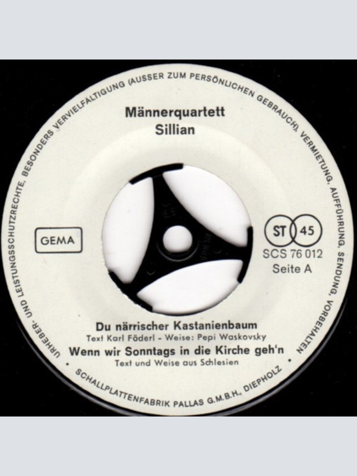 7" Männerquartett Sillian - Du Närrischer Kastanienbaum