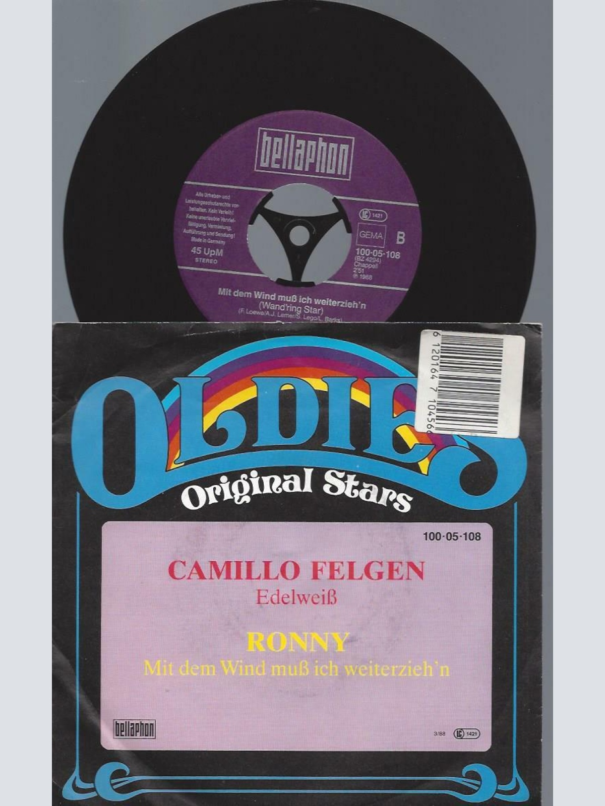 7"    Camillo Felgen, Ronny  Edelweiß / Mit Dem Wind Muß Ich Weiterzieh'n