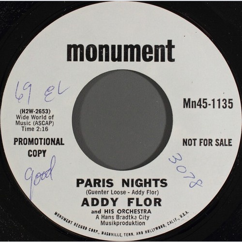 7", Promo Orchester Addy Flor - Paris Nights