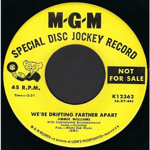 7", Promo Jimmie Williams - We're Drifting Farther Apart