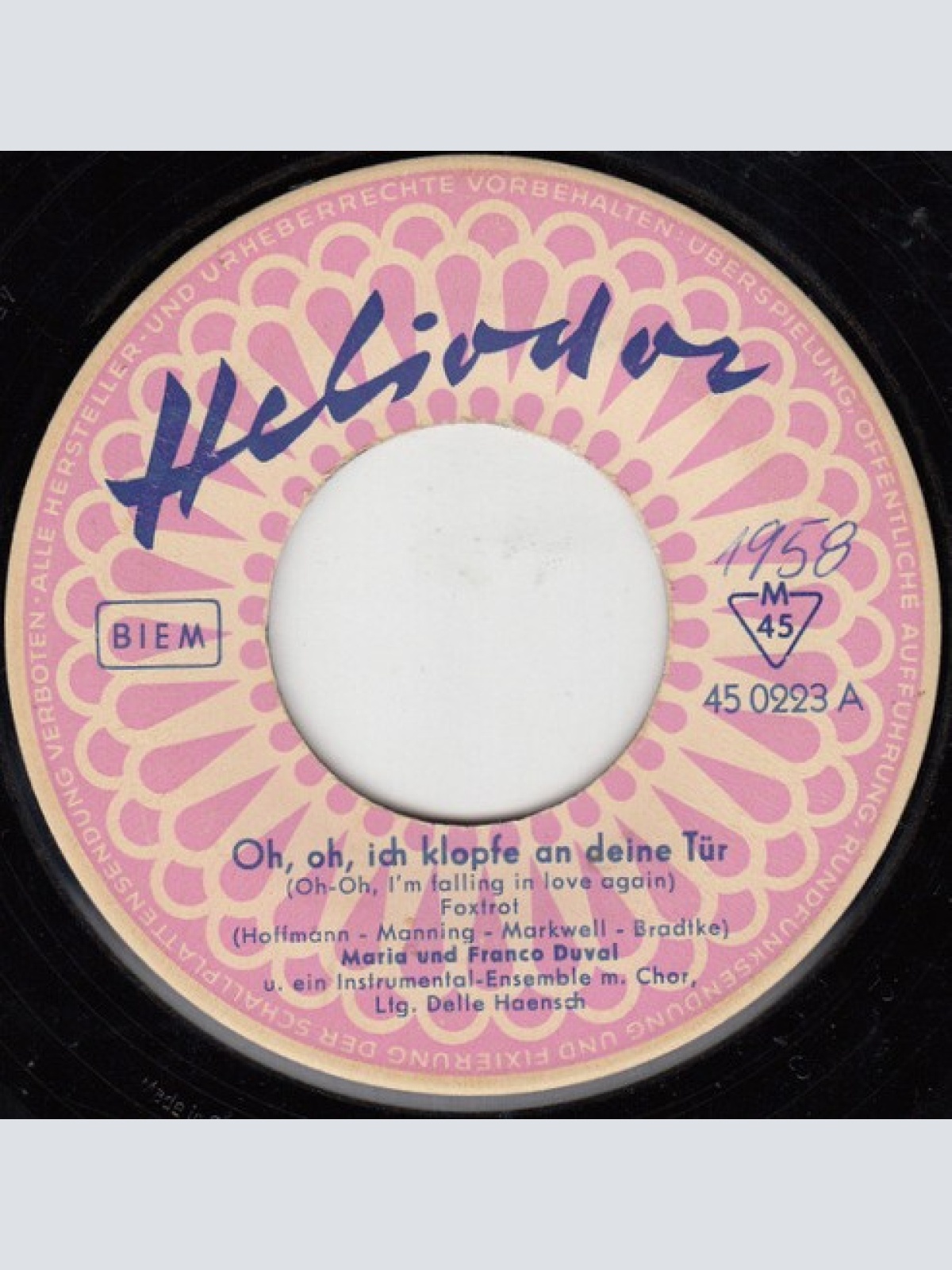 7", Single, Mono Maria Und Franco Duval - Oh, Oh, Ich Klopfe An Deine Tür