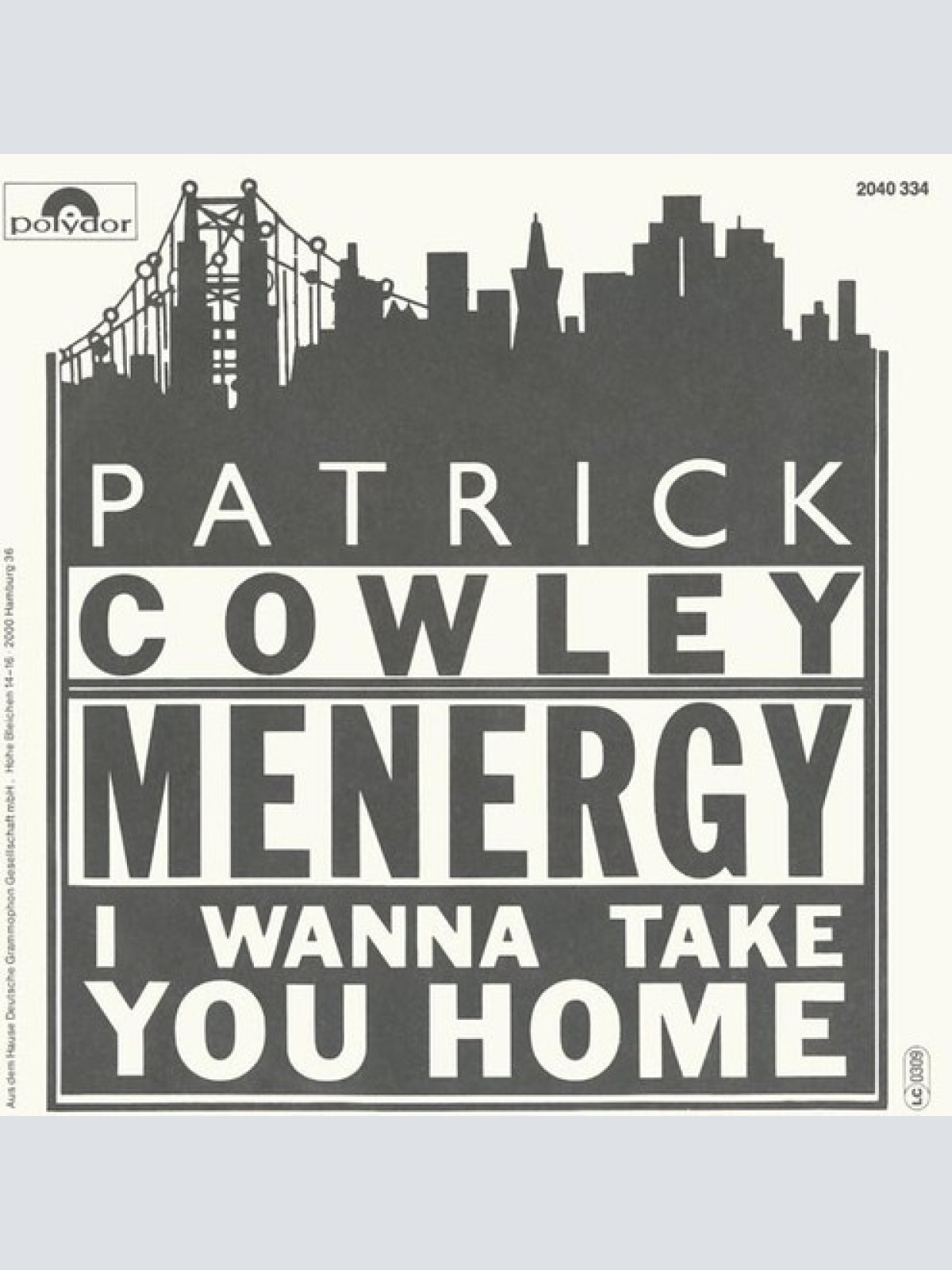 7" Patrick Cowley - Menergy