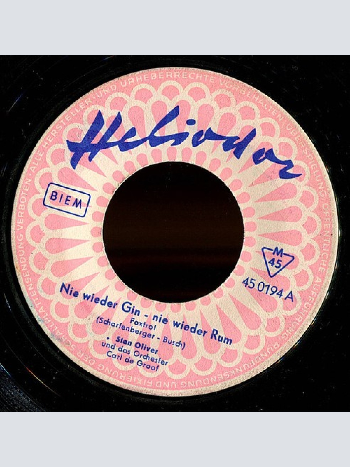 7", Single, Mono Stan Oliver - Nie Wieder Gin - Nie Wieder Rum