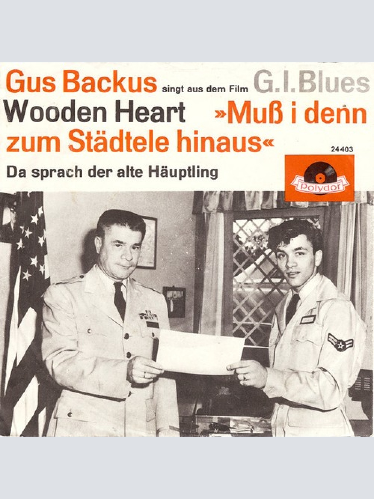 7", Single, Mono Gus Backus - Wooden Heart »Muß I Denn Zum Städtele Hinaus«