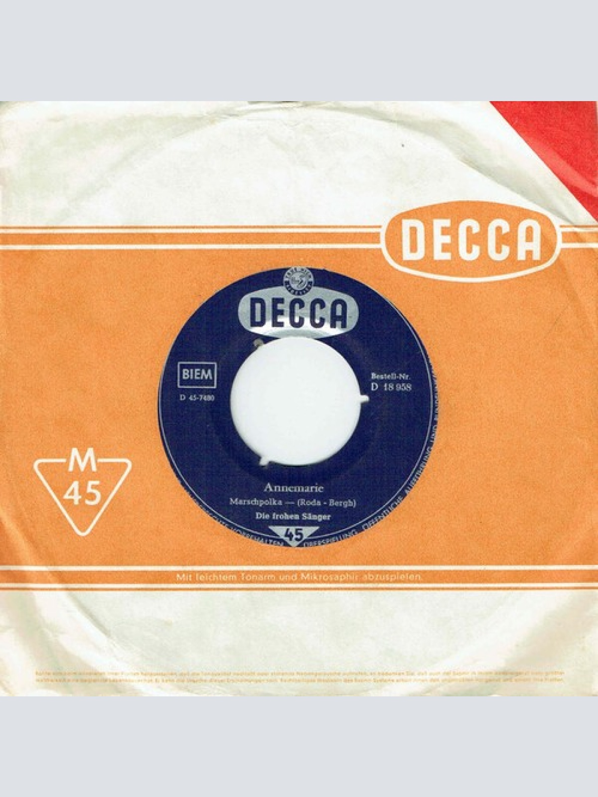 7", Single Die Frohen Sänger - Annemarie / Rosa-Rosalie