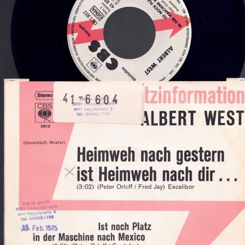 7"  Albert West Heimweh nach gestern ist Heimweh nach dir