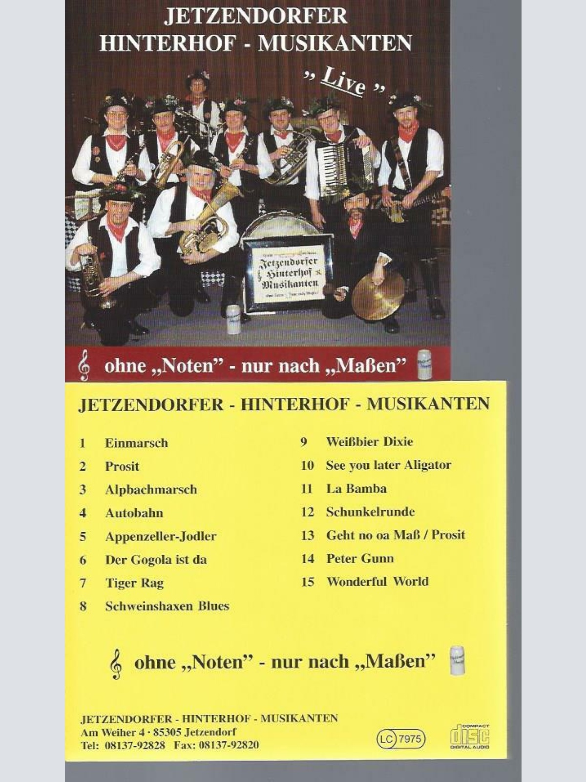 CD -JETZENDORFER HINTERHOF MUSIKANTEN OHNE NOTEN NUR NACH MASSEN