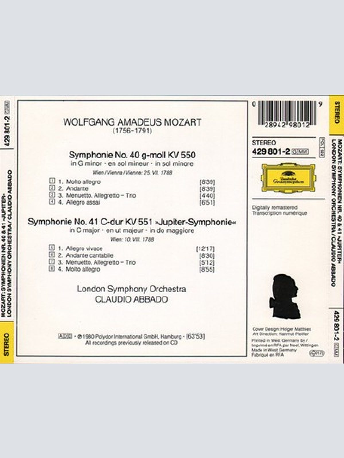 CD, RE Wolfgang Amadeus Mozart, Claudio Abbado, London Symphony Orchestra - S...