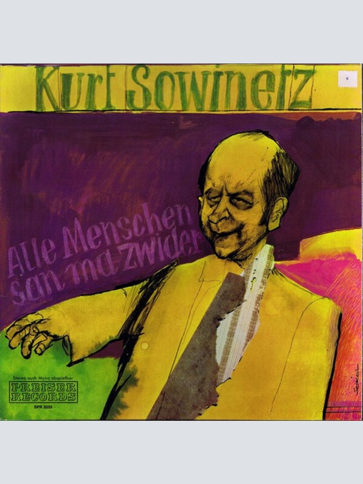 LP, Album Kurt Sowinetz - Alle Menschen San Ma Zwider
