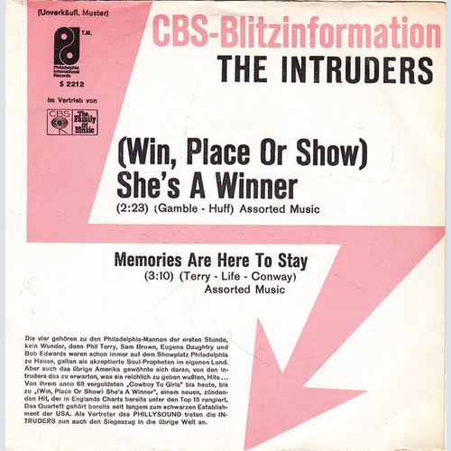 7", Single, Promo The Intruders - (Win, Place Or Show) She's A Winner