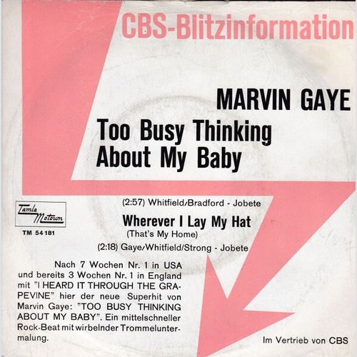 7", Single, Promo Marvin Gaye - Too Busy Thinking About My Baby / Wherever I ...