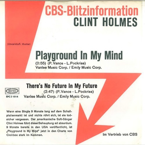 7", Single, Promo Clint Holmes - Playground On My Mind