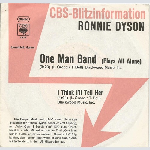 7", Single, Promo Ronnie Dyson - One Man Band (Plays All Alone)