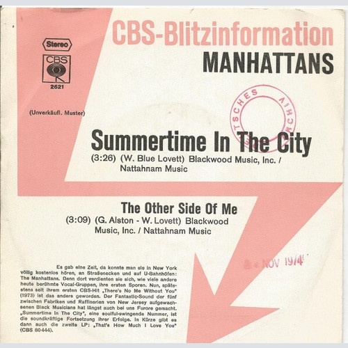 7", Single, Promo Manhattans - Summertime In The City