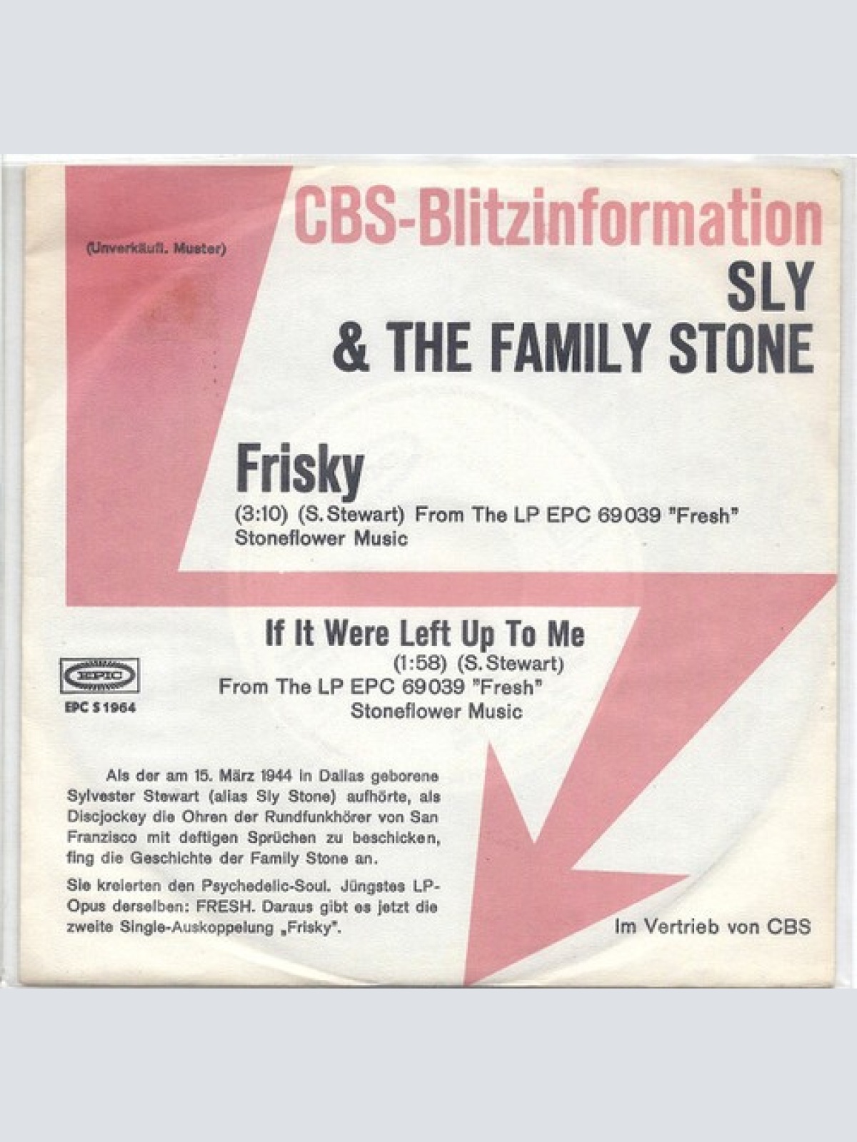 7", Single, Promo Sly & The Family Stone - Frisky