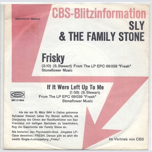 7", Single, Promo Sly & The Family Stone - Frisky