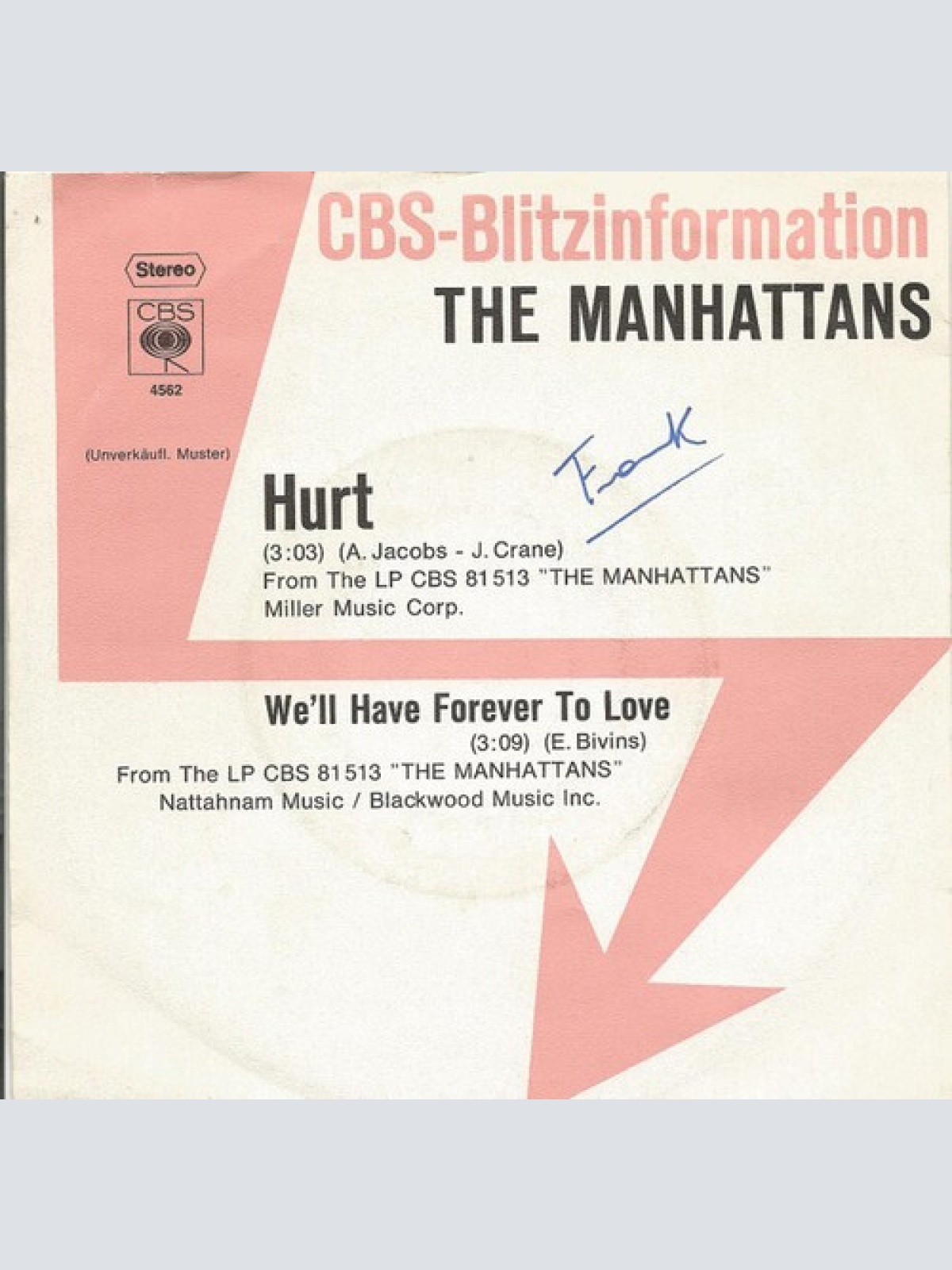 7", Single, Promo The Manhattans* - Hurt