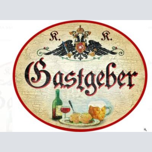 Kuk nostalgie holzschild gastgeber