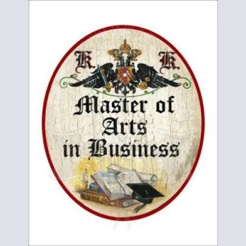 Kuk nostalgie holzschild - master of arts in business - bücher studentenhut th
