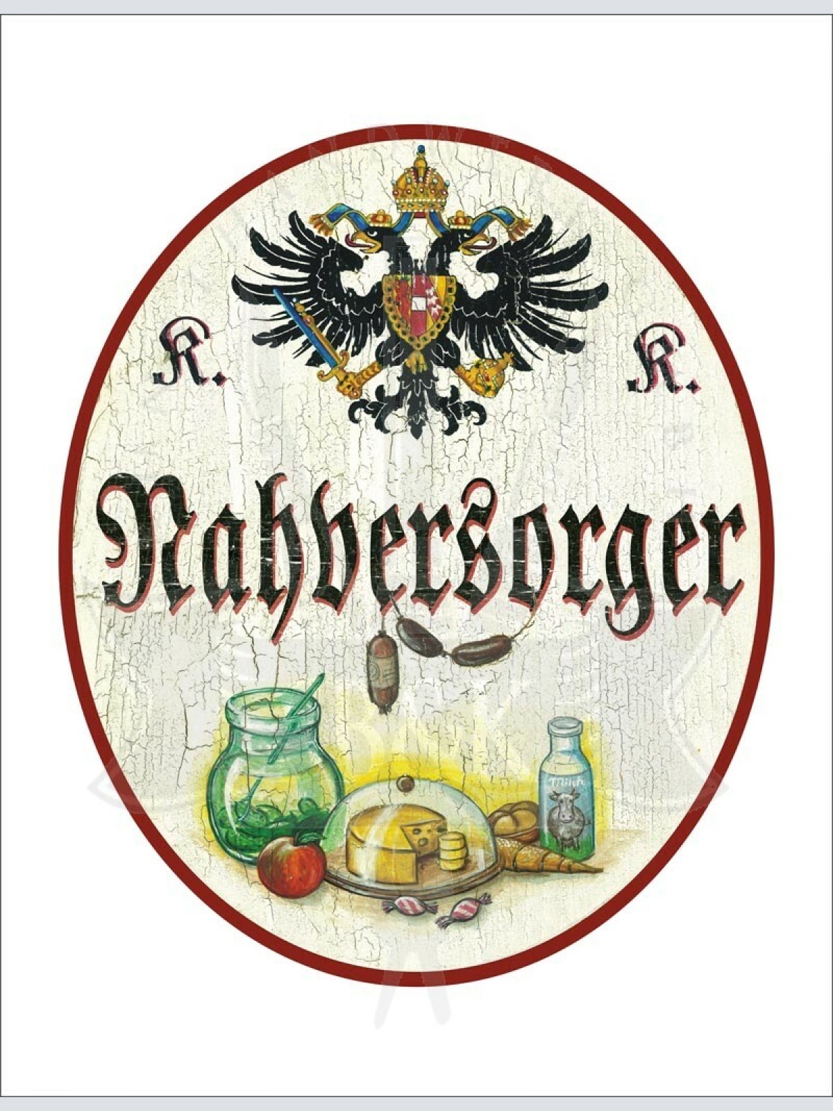 KuK Nostalgie Holzschild - Nahversorger - Lebensmittel Einkauf TH