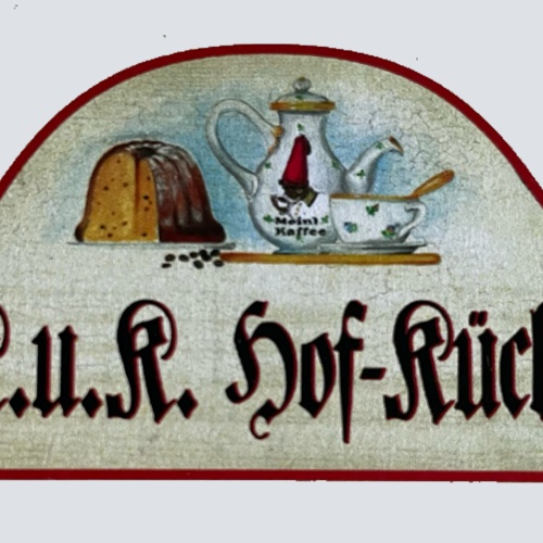 KuK Nostalgie Holzschild Hof-Küche Koch Kochen Essen Restaurant Küche Schild