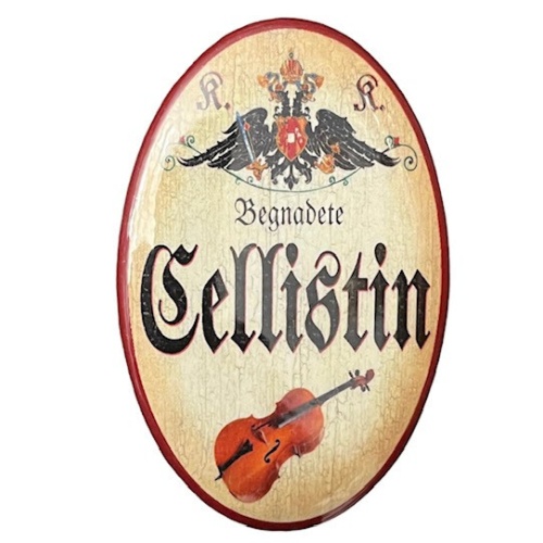 K&K Nostalgie Flaschenöffner Cello Magnet Begandete Cellistin  7x4,5cm