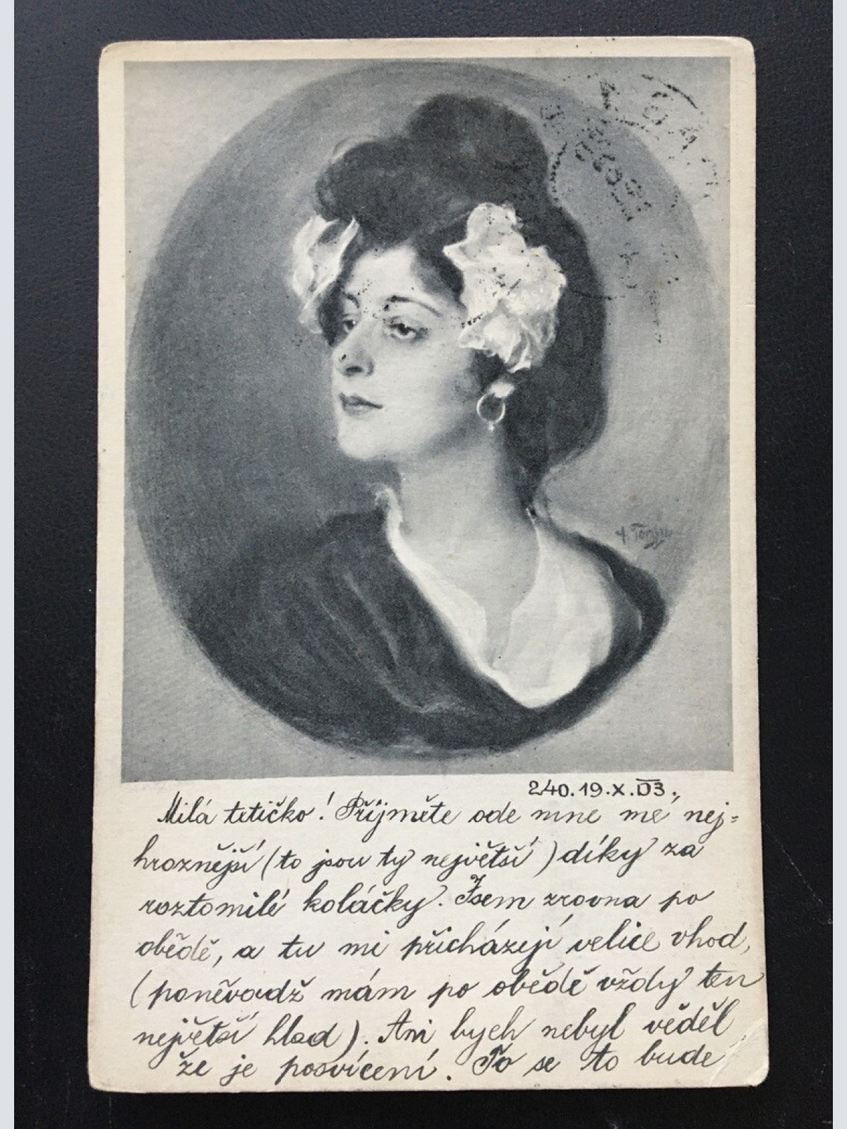 Portrait einer Frau - Künstlerkarte 400306 TH F