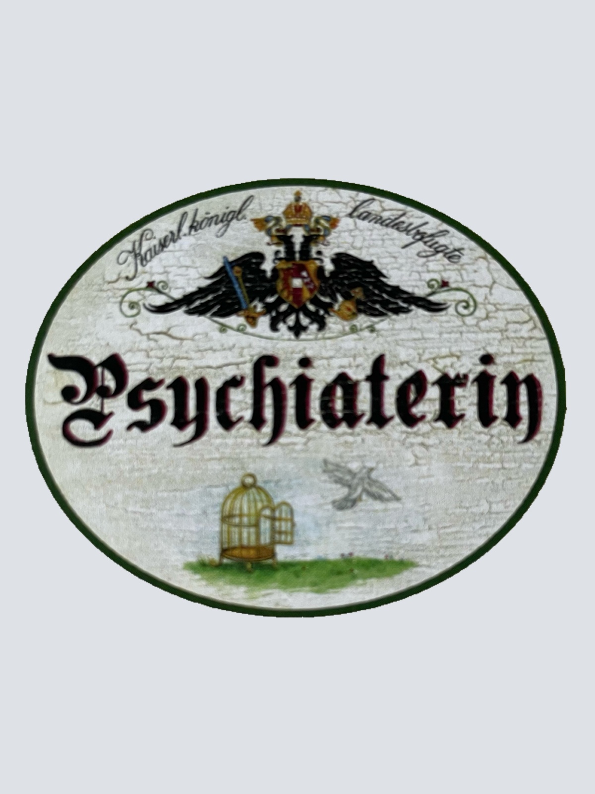 KuK Nostalgie Holzschild Landesbefugte Psychiaterin Psychologin Ärztin Schild