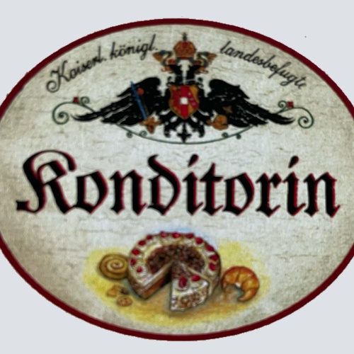 KuK Nostalgie Holzschild Landesbefugte Konditorin Konditorei Kuchen Torte Schild