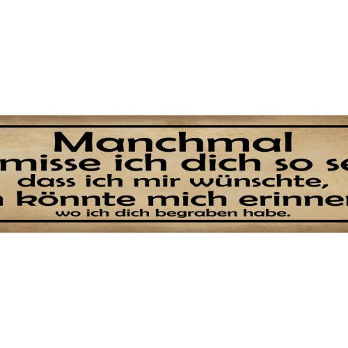 Schild Vermisse Dich Erinnerung Begraben Grab Hass Liebe 46 x 10 Blech od. Holz