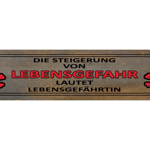 Schild Lebensgefahr Lebensgefährtin Partner Ehe Beziehung 46 x 10 Blech od. Holz