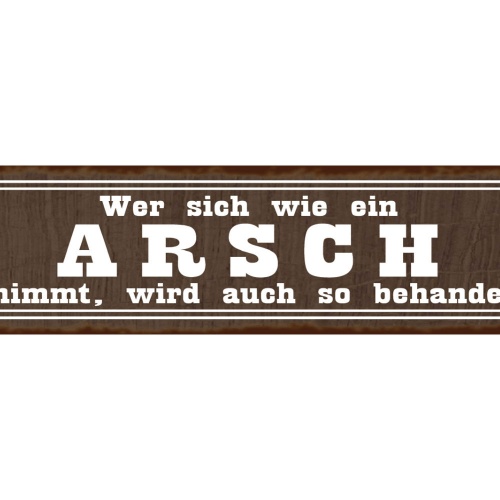 Schild Arsch Benehmen Behandeln Unfreundlich Verhalten 46 x 10 Blech od. Holz