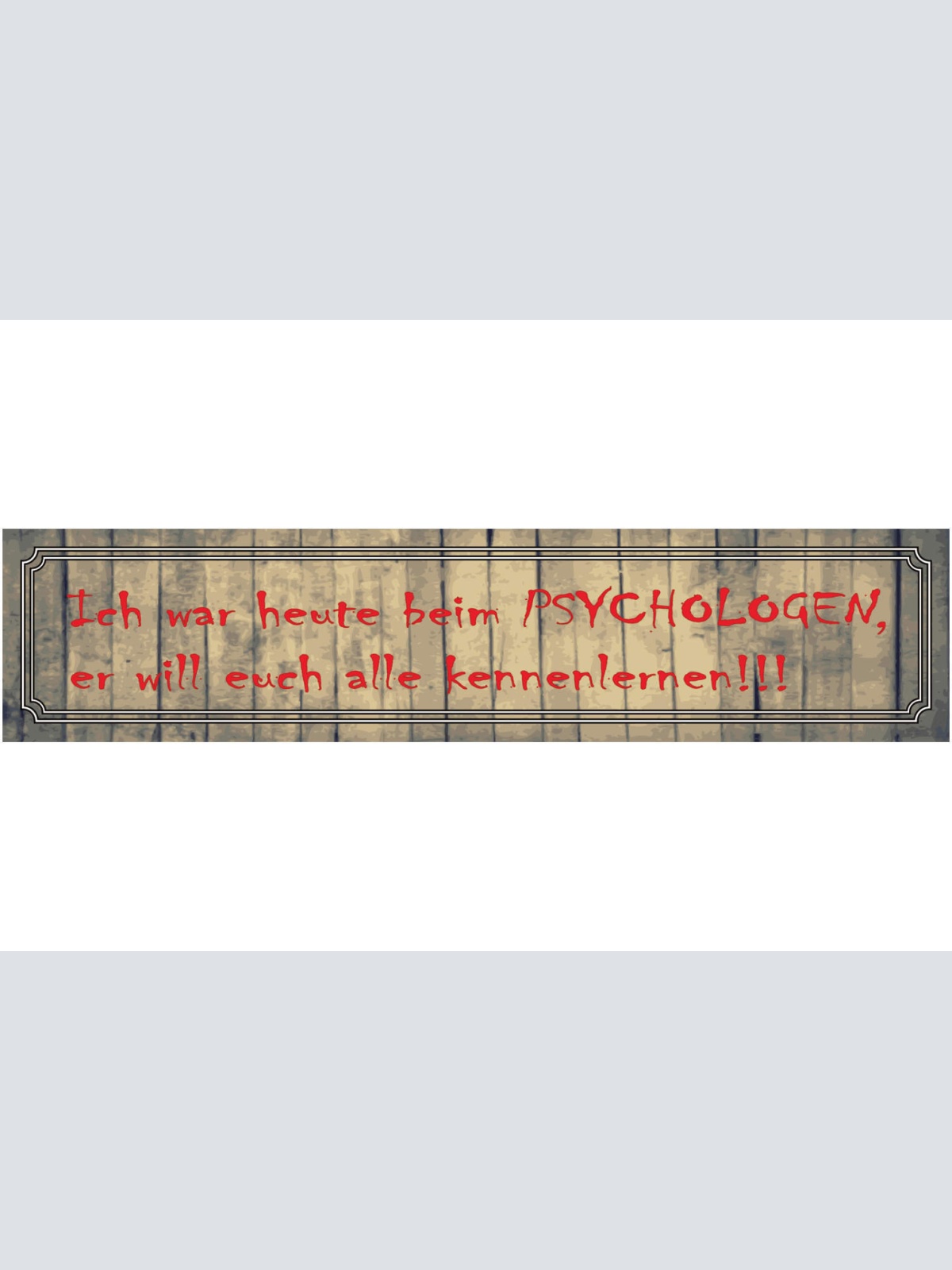 Schild Psychologen Euch Kennenlernen Verrückt Therapie 46 x 10 Blech od. Holz