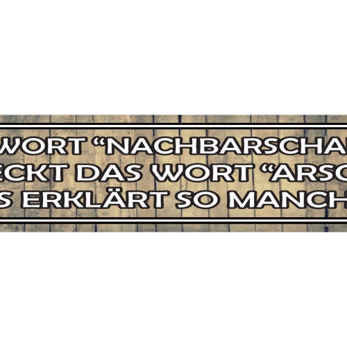 Schild Nachbarschaft Arsch Nachbarn Unfreundlich Nervig 46 x 10 Blech od. Holz