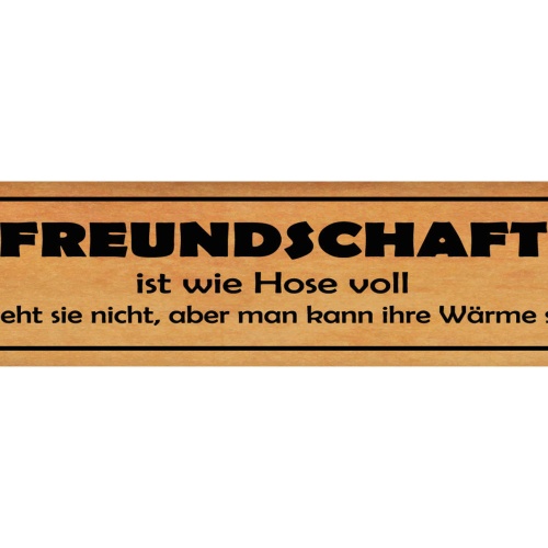 Schild Freundschaft Freunde Hose Voll Wärme Verbundenheit 46 x 10 Blech od. Holz