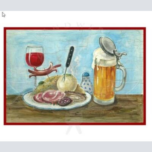 Kuk nostalgie holzschild bauernschmaus - bier und wein