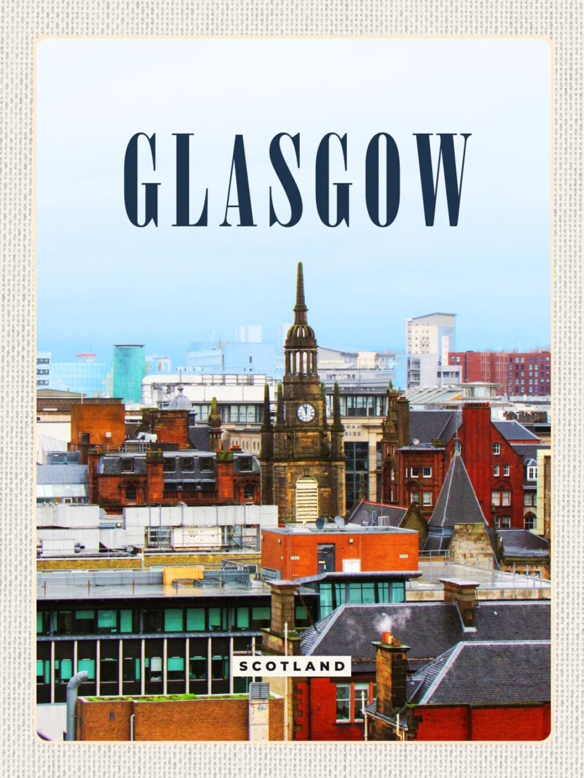 Schild Glasgow Scotland Schottland Stadt Blick 12x18 20x30 30x40 Blech od. Holz