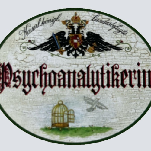 KuK Nostalgie Holzschild Landesbefugte Psychoanalytikerin Psychologin Schild