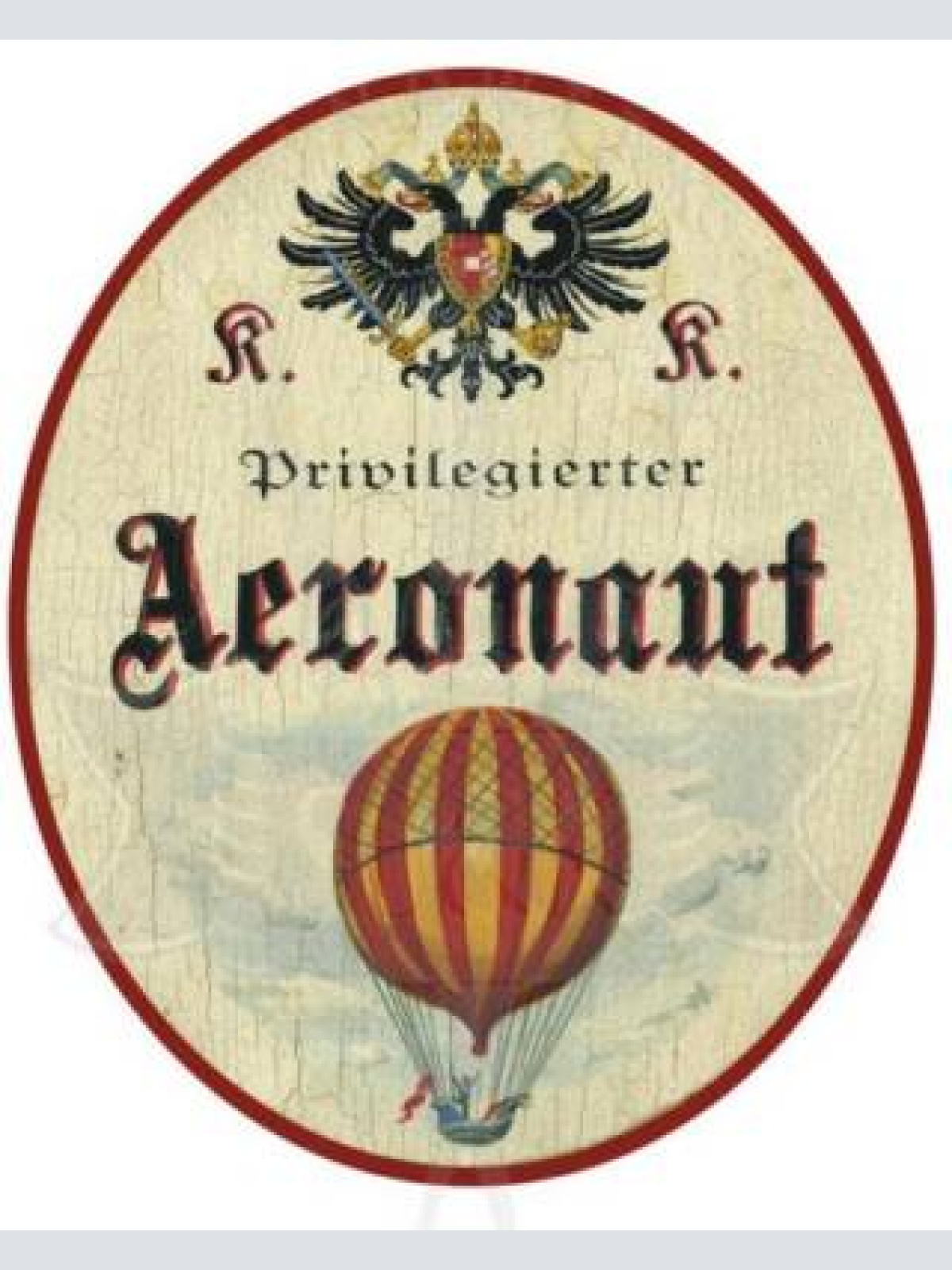 Kuk nostalgie holzschild privilegierter areonaut- ballon